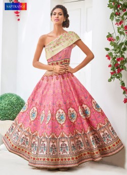 Pink Silk Wedding & Party Wear 2 in 1 Lehenga Gown 201 Series SL-206 By Saptrangi