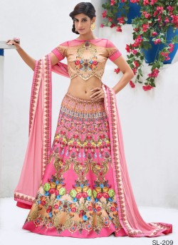 Peach Silk Wedding & Party Wear 2 in 1 Lehenga Gown 201 Series SL-209 By Saptrangi