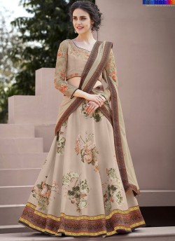 Beige Satin Silk Wedding & Party Wear 2 in 1 Lehenga Gown  Signature collection-4 SL-403 By Saptrangi