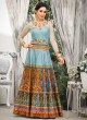 Blue Banarsi Silk Wedding & Party Wear 2 in 1 Lehenga Gown Rangrass vintage collection Season-7 SL-702 By Saptrangi