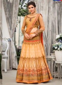 Orange Banarsi Silk Wedding & Party Wear 2 in 1 Lehenga Gown Rangrass vintage collection Season-7 SL-703 By Saptrangi