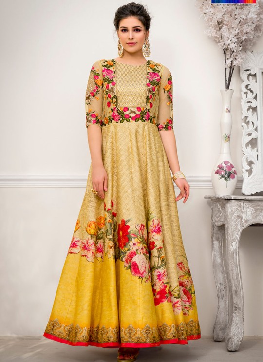 Yellow Banarsi Silk Wedding & Party Wear 2 in 1 Lehenga Gown Rangrass vintage collection Season-7 SL-704 By Saptrangi