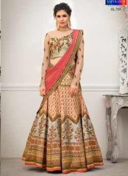 Beige Banarsi Silk Wedding & Party Wear 2 in 1 Lehenga Gown Rangrass vintage collection Season-7 SL-705 By Saptrangi