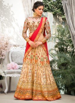 Beige Banarsi Silk Wedding & Party Wear 2 in 1 Lehenga Gown Rangrass vintage collection Season-7 SL-706 By Saptrangi
