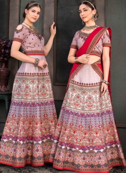 Lavender Silk Wedding & Party Wear 2 in 1 Lehenga Gown Signature Collection Season-8 SL-804A By Saptrangi