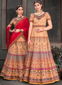 Yellow Silk Wedding & Party Wear 2 in 1 Lehenga Gown Signature Collection Season-8 SL-804B By Saptrangi