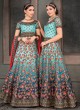 Blue Silk Wedding & Party Wear 2 in 1 Lehenga Gown Signature Collection Season-8 SL-806B By Saptrangi
