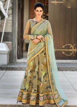 Green Organza Silk 2 in 1 Lehenga Gown For Wedding Ceremony Couture Classics 902 By Saptrangi Sarees SC/CC902