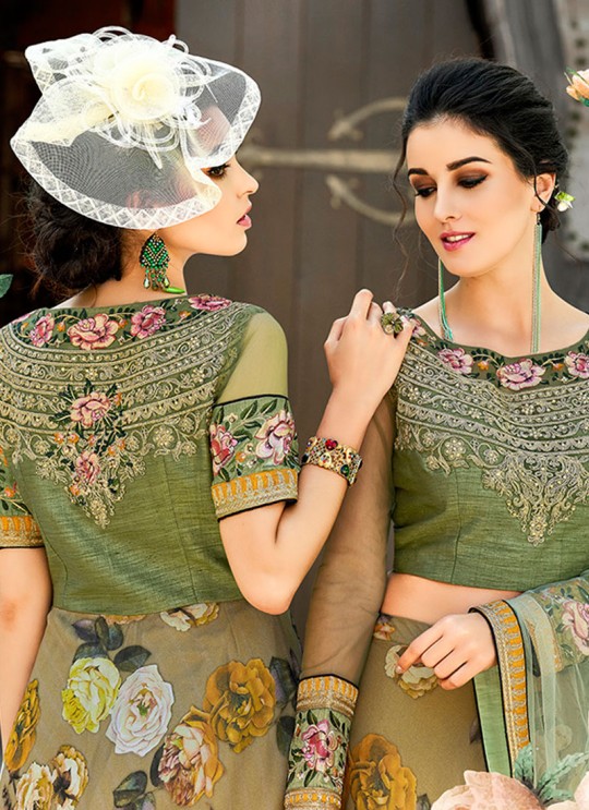 Green Organza Silk 2 in 1 Lehenga Gown For Wedding Ceremony Couture Classics 902 By Saptrangi Sarees SC/CC902