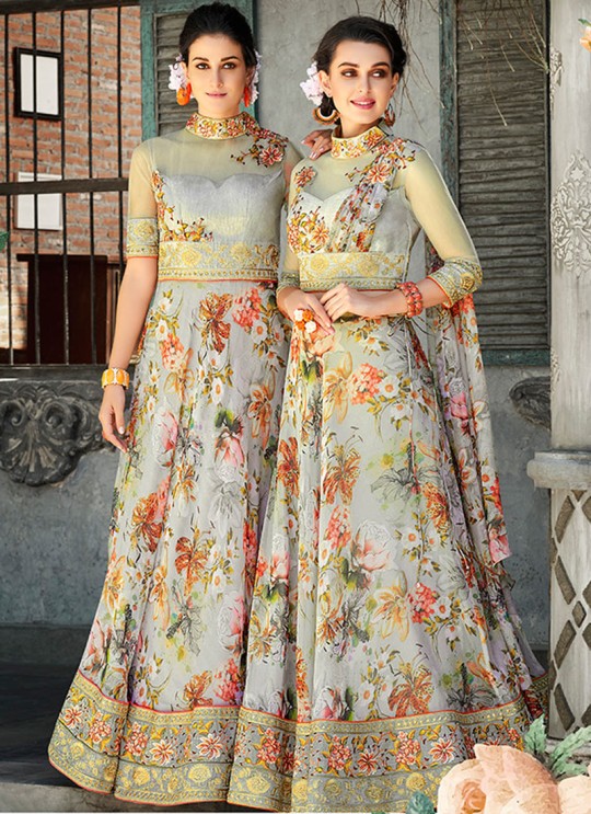 Off White Organza Silk 2 in 1 Lehenga Gown For Wedding Ceremony Couture Classics 903 By Saptrangi Sarees SC/CC903
