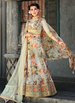 Off White Organza Silk 2 in 1 Lehenga Gown For Wedding Ceremony Couture Classics 903 By Saptrangi Sarees SC/CC903