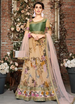 Green Organza Silk 2 in 1 Lehenga Gown For Wedding Ceremony Couture Classics 904 By Saptrangi Sarees SC/CC904