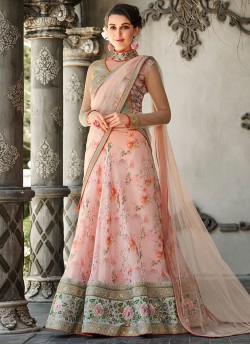 Grey Organza Silk 2 in 1 Lehenga Gown For Wedding Ceremony Couture Classics 907 By Saptrangi Sarees SC/CC907