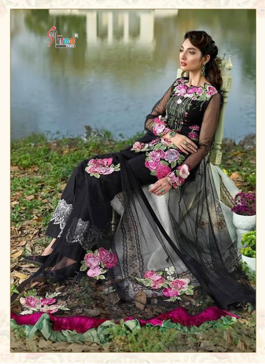 Asifa Nabeel Lawn Collection By Shree Fab 1235 Black Cocktail Pakistani Shalvar Kameez Sc/018125