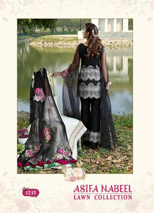 Asifa Nabeel Lawn Collection By Shree Fab 1235 Black Cocktail Pakistani Shalvar Kameez Sc/018125