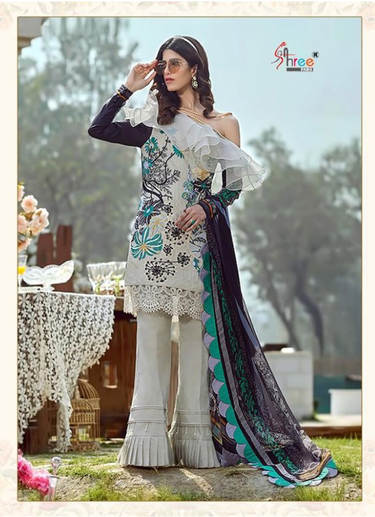 Asifa Nabeel Lawn Collection By Shree Fab 1236 Grey Cocktail Pakistani Shalvar Kameez Sc/018125