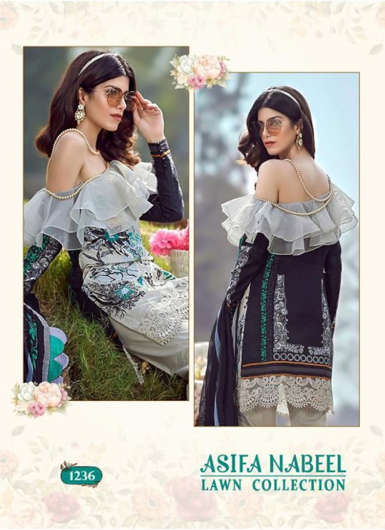 Asifa Nabeel Lawn Collection By Shree Fab 1236 Grey Cocktail Pakistani Shalvar Kameez Sc/018125