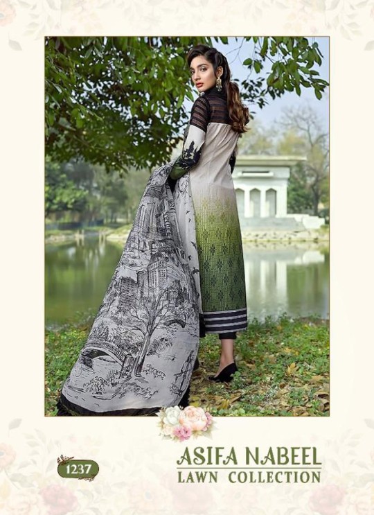 Asifa Nabeel Lawn Collection By Shree Fab 1237 Multicolor Cocktail Pakistani Shalvar Kameez Sc/018125