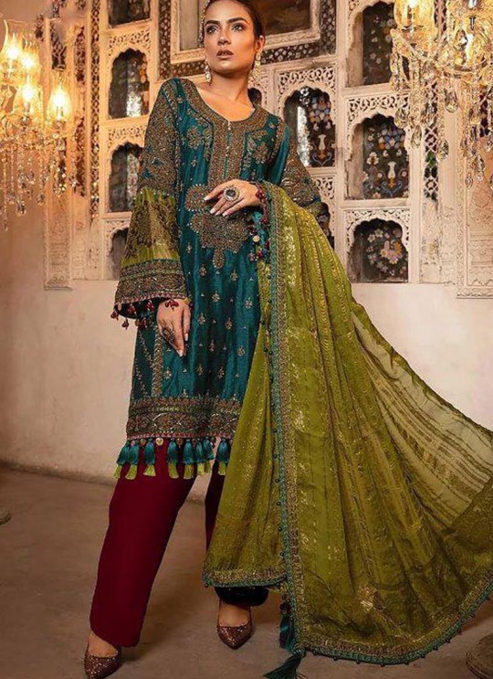 Green Georgette Ceremony Pakistani Suit Mbroidered Mariya B Vol 8 8124 By Shree Fabs SC/016039