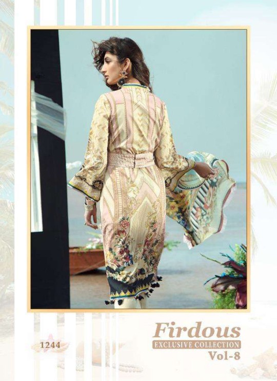 Firdous Vol 8 Chiffon By Shree Fab 1244 Cream Party Wear Pakistani Shalvar Kameez SC/018099