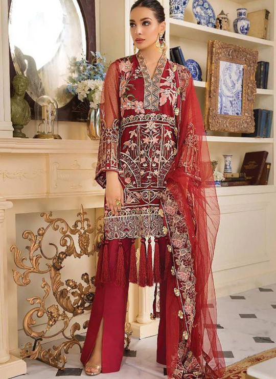 Red Net Party Wear Pakistani Suit Gulal Emb Collection Vol 2 2143 By Shree Fabs SC/015977