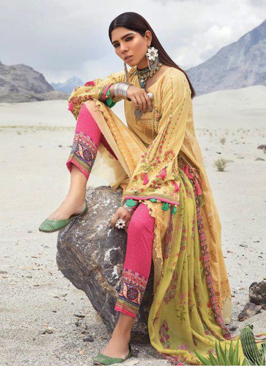 Yellow Pure Cotton Casual Wear Pakistani Suit Mariya N Print Vol 3 5634 By Shree Fabs SC/016060