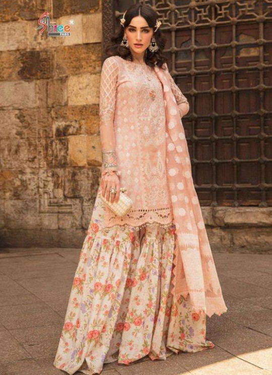 Mariya B Lawn Spring Summer 20 Vol 1 By Shree Fab Peach Pure Cotton Eid Wear Pakistani Suit 1189