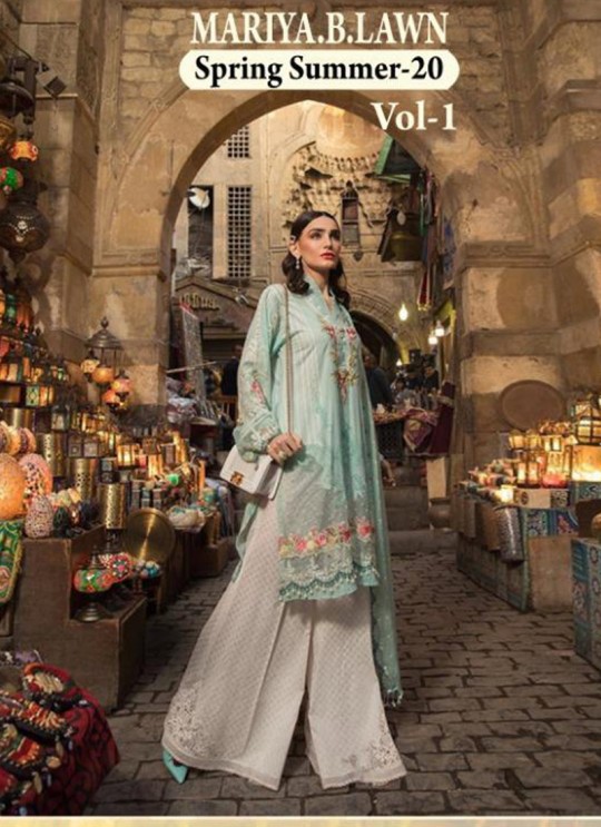 Mariya B Lawn Spring Summer 20 Vol 1 By Shree Fab Sea Green Pure Cotton Eid Wear Pakistani Suit 1190