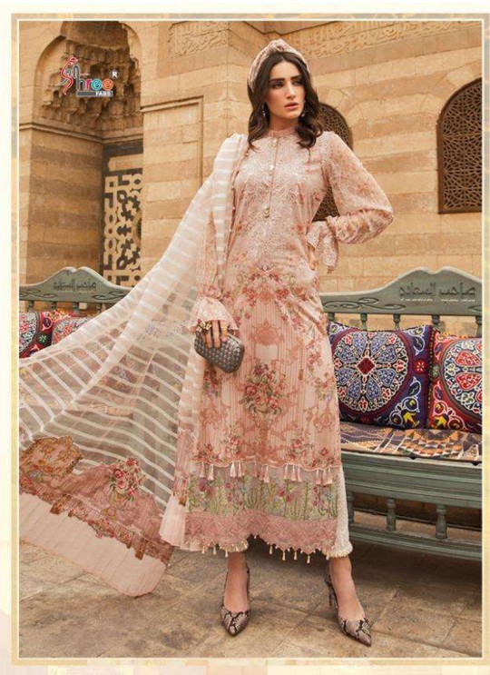 Mariya B Lawn Spring Summer 20 Vol 1 By Shree Fab Peach Pure Cotton Eid Wear Pakistani Suit 1195
