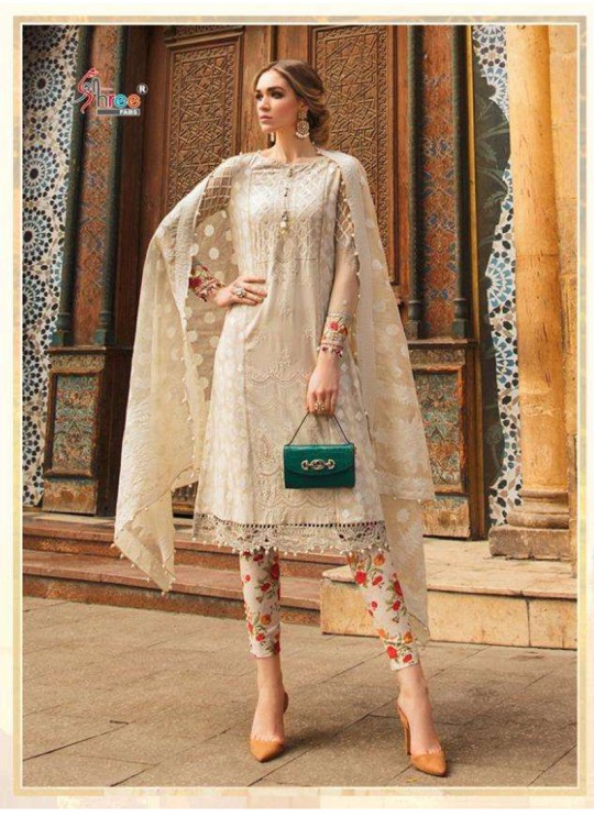 Mariya B Lawn Spring Summer 20 Vol 1 By Shree Fab Beige Pure Cotton Eid Wear Pakistani Suit 1196