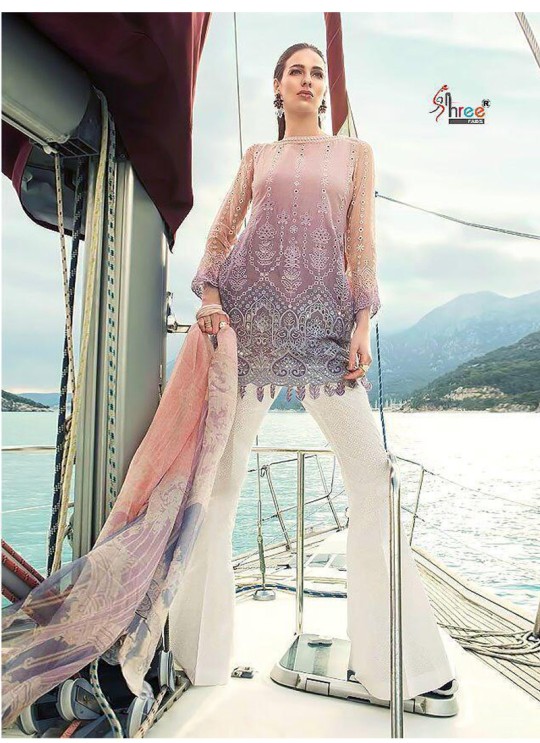 MariyaB Lawn Spring Summer 19 NX By Shree Fab Pink Cambric Cotton Eid Wear Pakistani Suit 1617