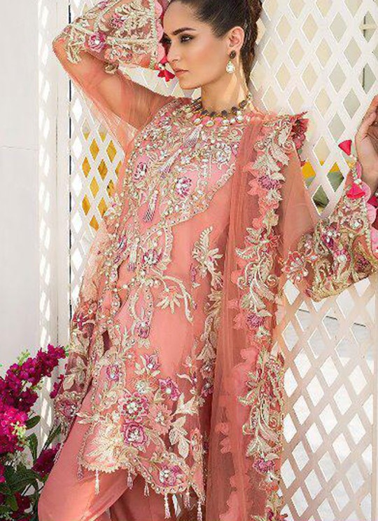 Peach Net Designer Pakistani Suit Crimson Bridal Collection Vol 2 8162 By Shree Fabs SC/016149