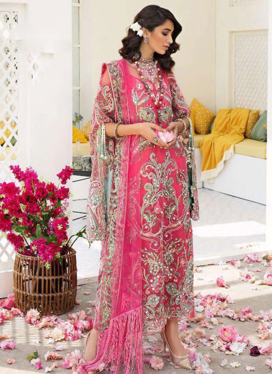 Pink Net Pakistani Suit For Mehandi Crimson Bridal Collection Vol 2 8165 By Shree Fabs SC/016149