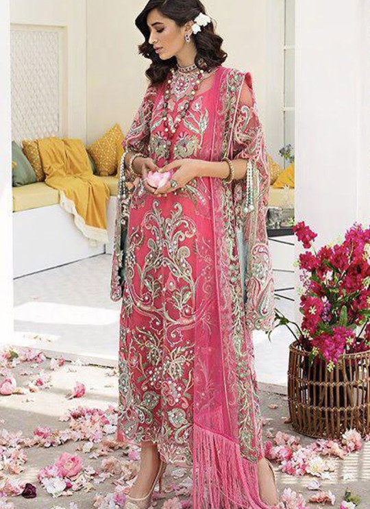 Pink Net Pakistani Suit For Mehandi Crimson Bridal Collection Vol 2 8165 By Shree Fabs SC/016149