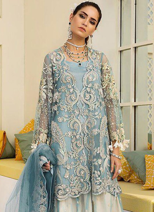 Blue Net Pakistani Suit For Reception Crimson Bridal Collection Vol 2 8166 By Shree Fabs SC/016149