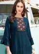 Alluring Teal Blue Rayon Casual Wear Top Glazier 2 1018 By Sparrow SC/016495