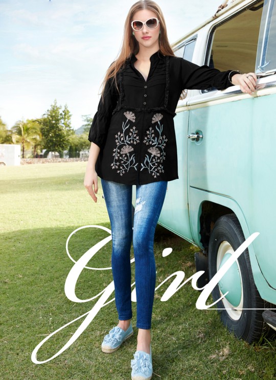 Delightful Black Rayon Casual Wear Top Glazier 2 1020 By Sparrow SC/016501 Delightful Black Rayon Casual Wear Top Glazier 2 1020 By Sparrow SC/016501