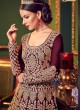 Wine Silk Floor Length Wedding Wear Anarkali Snow White Violet 22 5902 By Swagat SC/013232
