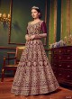 Wine Silk Floor Length Wedding Wear Anarkali Snow White Violet 22 5902 By Swagat SC/013232