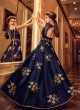 Blue Silk Floor Length Anarkali For Evening Party Snow White Violet 22 5906 By Swagat SC/013236