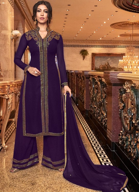 Purple Georgette Party Wear Palazzo Suit Violet Vol 30-6310 By Swagat SC/016858