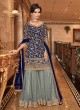Blue Net Wedding Wear Sharara Suit Violet Vol 30-6311 By Swagat SC/016859