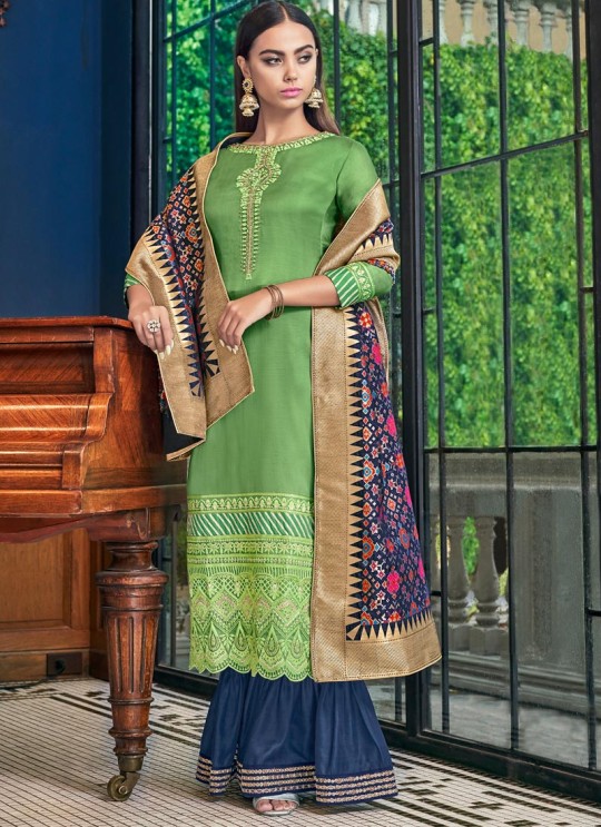 Green Tussar Satin Wedding Garara Suit Violet Vol 28 6211 By Swagat SC/016652 Green Tussar Satin Wedding Garara Suit Violet Vol 28 6211 By Swagat SC/016652