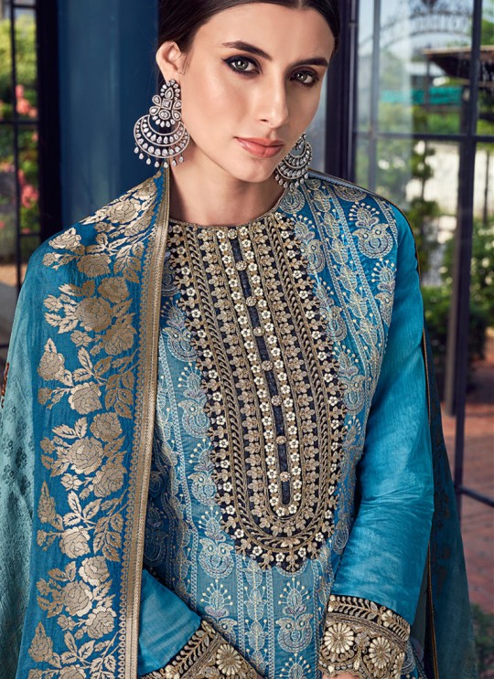 Sky Blue Silk Party Wear Sharara Suit Sezane 8003 By Swagat Sky Blue Silk Party Wear Sharara Suit Sezane 8003 By Swagat