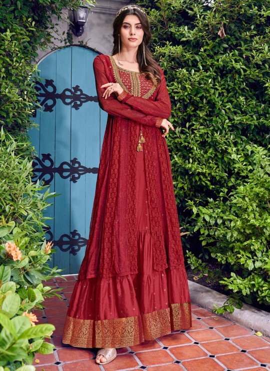Violet Vol 31 By Swagat 6404 Maroon Chiffon Party Wear Designer Suit
