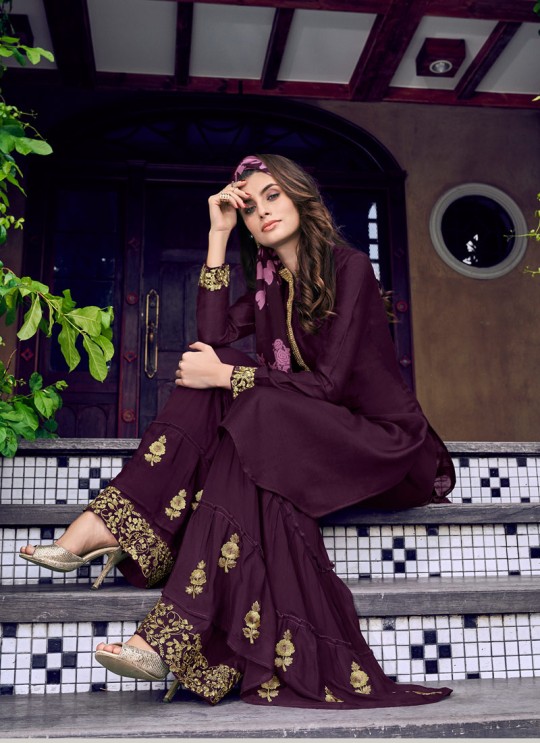 Violet Vol 31 By Swagat 6408 Purple Silk Party Wear Sharara Suit