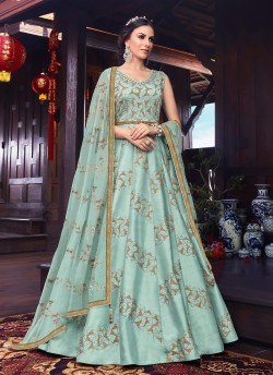 Wedding & Party Wear Floor Length Anarkali In Pastel Blue Color Violet Snowwhite Vol 26 - 6101 By Swagat SC/016377