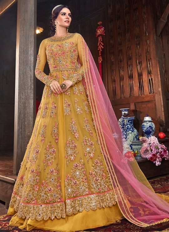 Wedding & Party Wear Floor Length Anarkali In Yellow Color Violet Vol 26 - 6103 By Swagat SC/016379