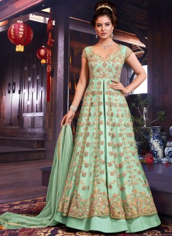 Wedding & Party Wear Floor Length Anarkali In Pista Green Color Violet Vol 26 - 6109 By Swagat SC/016385