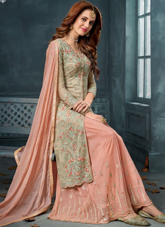 Green Net Palazzo Suit For Wedding Ceremony Royal Bliss 806 Set By Sybella Creations SC/014253